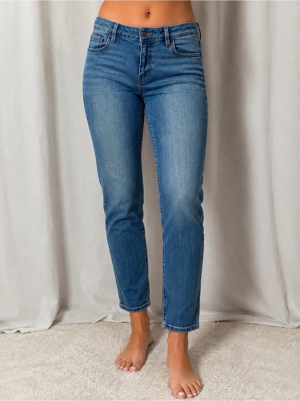 Cosmic Blue Love Women’s Skinny Jeans Size 29‎ Medium Wash Stretch Denim Ankle